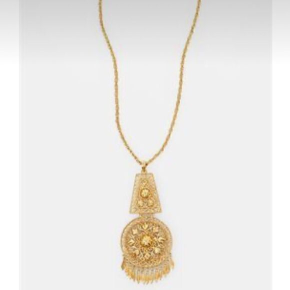 Ben-Amun 24K plated Gold Medallion Filigree Collection Necklace, NWT - Picture 2 of 2
